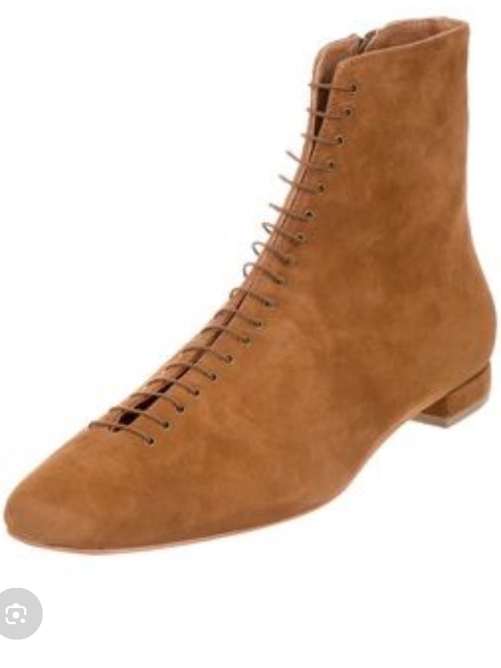 DÔEN Victoriana Suede Lace-Up Ankle Boots in Victorian low heel Pecan tan 38.5